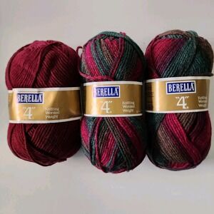 Bernat‎ Variagated 2 Wine Mist 1 Burgundy 164002 4 Ply Worsted Skeins Lot of 3